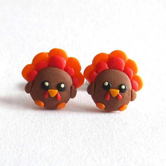 Polymer clay funny studs