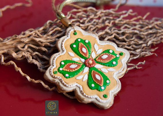 Polymer clay vintage Christmas tree ornaments