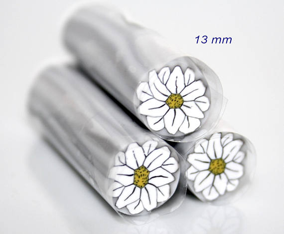 White Daisy polymer cane