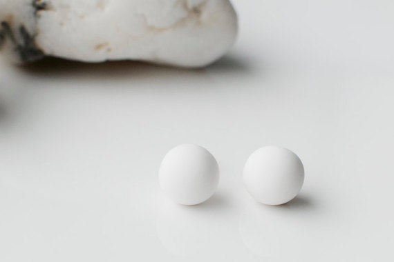 White studs, matte white earrings, small round earrings, matte white studs, ball earrings, white stud earrings, posts earrings, ball earring