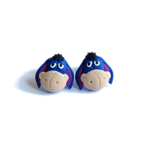 Winnie The Pooh Earrings, Eeyore Earrings, Donkey Earrings, Animal Earrings, Purple Earrings, Blue Earrings, Disney Earrings, Birthday Gifts