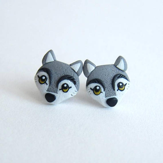 Polymer clay funny studs