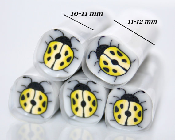 Yellow Ladybug polymer cane