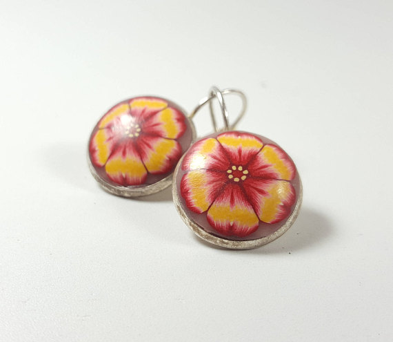 Polymer clay canes earrings