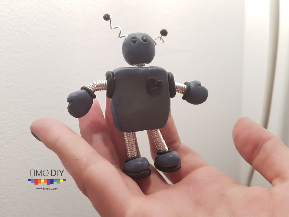 fimo figurine boy robot