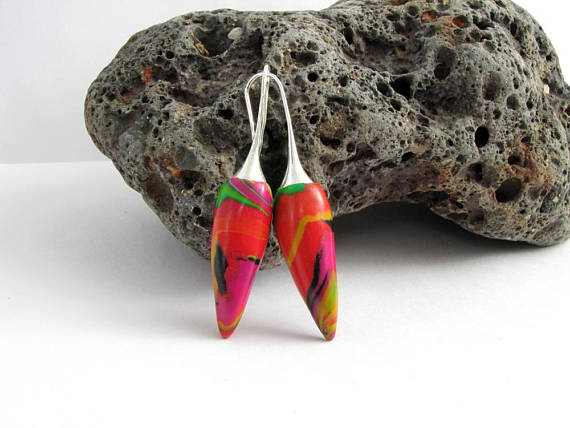handmade Art Polymer clay earring from Germany, beads fimo art clay jewelry
