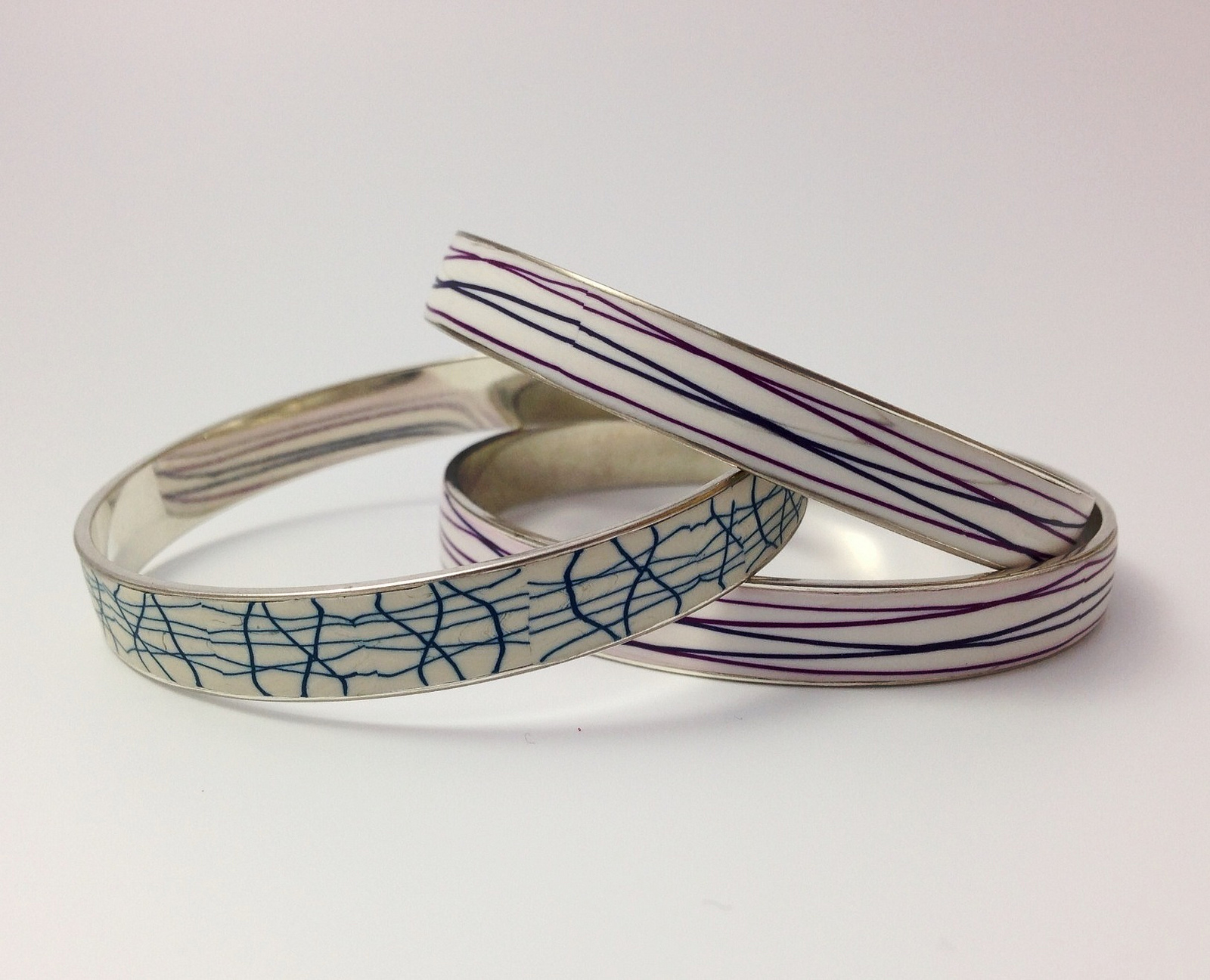 metalic bracelet with polymer clay canes
