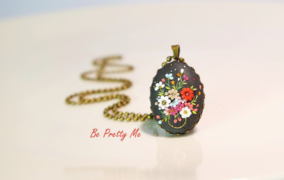 Gracious polymer clay necklace pendant