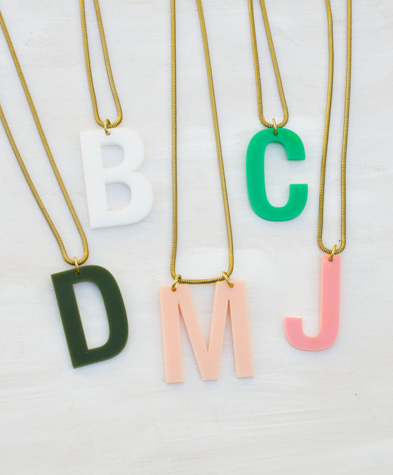 Polymer clay personalized initial necklace
