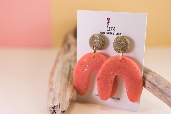 Polymer clay arc earrings