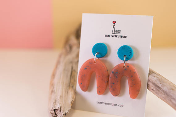 Polymer clay arc earrings