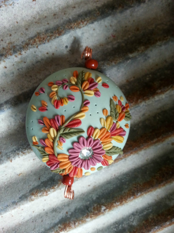 Polymer clay floral embroider beads