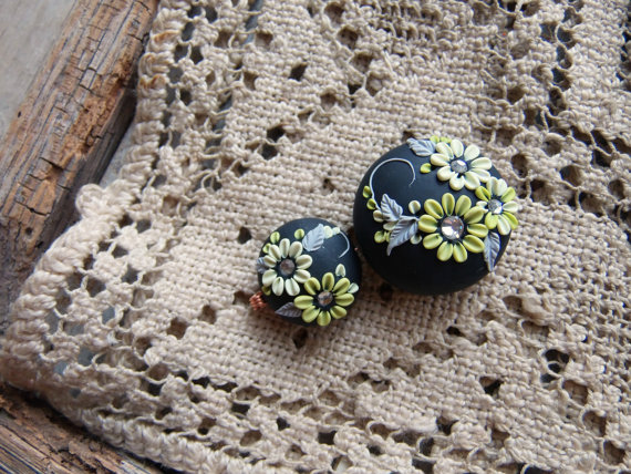 Polymer clay floral embroider beads