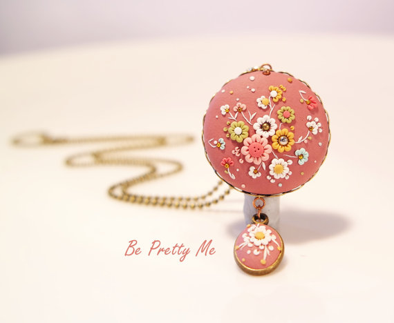 Gracious polymer clay necklace pendant