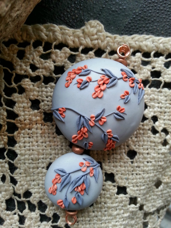 Polymer clay floral embroider beads