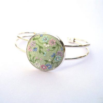 Polymer clay cabochon bracelet