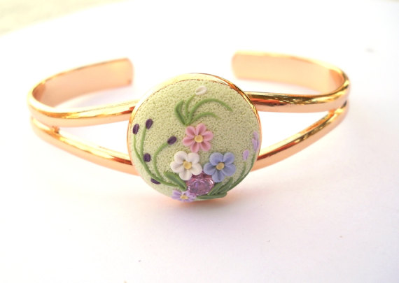 Polymer clay cabochon bracelet