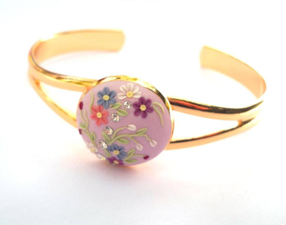 Polymer clay cabochon bracelet