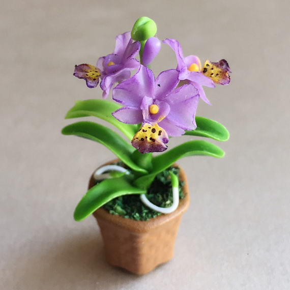 Miniature Flower,Miniature Flower Pot,Miniature Orchid,Dollhouse Flower,Miniature Garden,Dollhouse Orchid,Orchid Flower,Fairy Garden