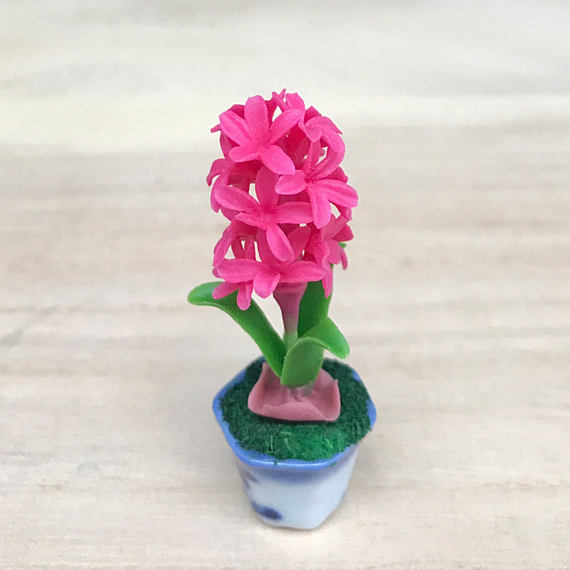 Polymer clay miniature flowers in pots