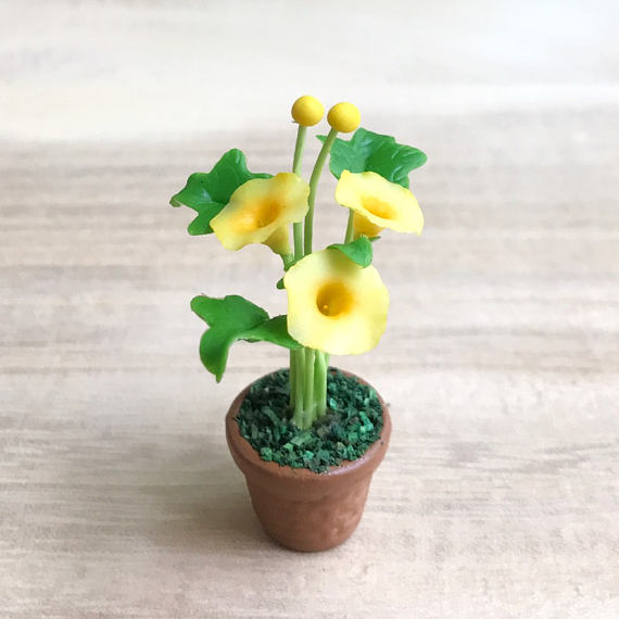 Miniature Flower,Miniature Flower Pot,Miniature Vase,Dollhouse Flower,Miniature Garden,Dollhouse Flower Pot,Mini Morning Glory