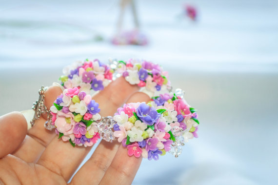 Polymer clay floral bracelets
