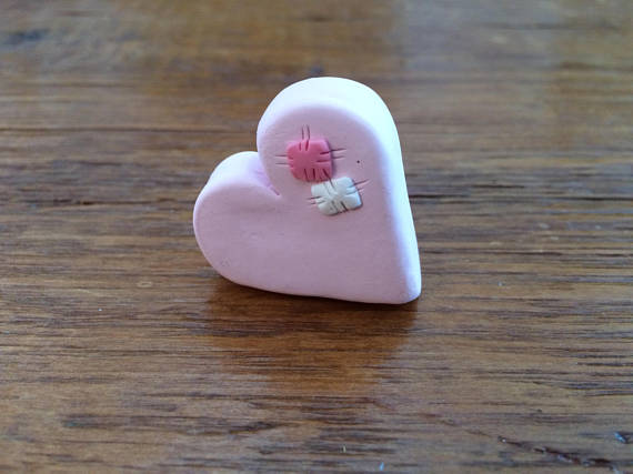 Polymer clay Valentine's day heart pins