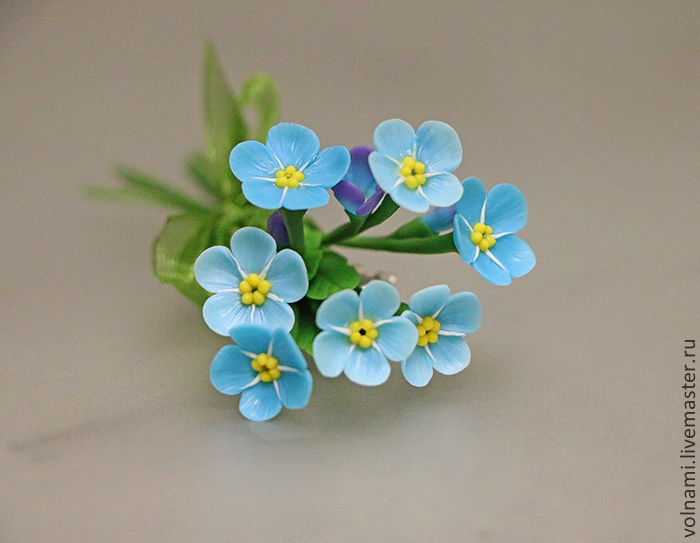 Polymer clay Forget me not jewelry Polymer clay Forget me not brooch