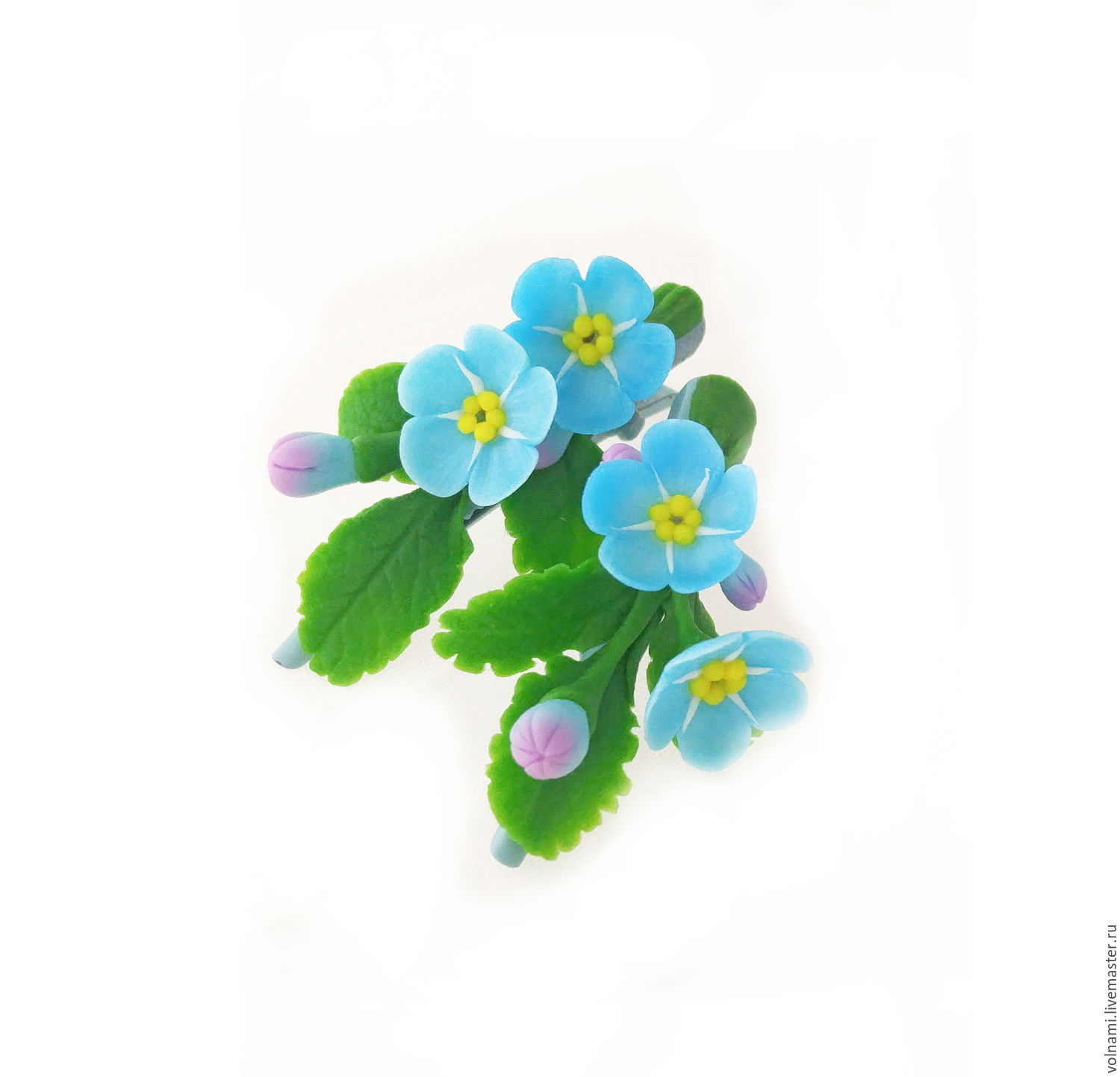 Polymer clay Forget me not jewelry - Polymer clay Forget me not hair clips