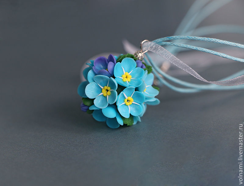 Polymer clay Forget me not jewelry