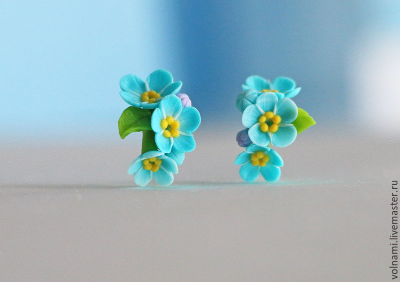 Polymer clay Forget me not earrings