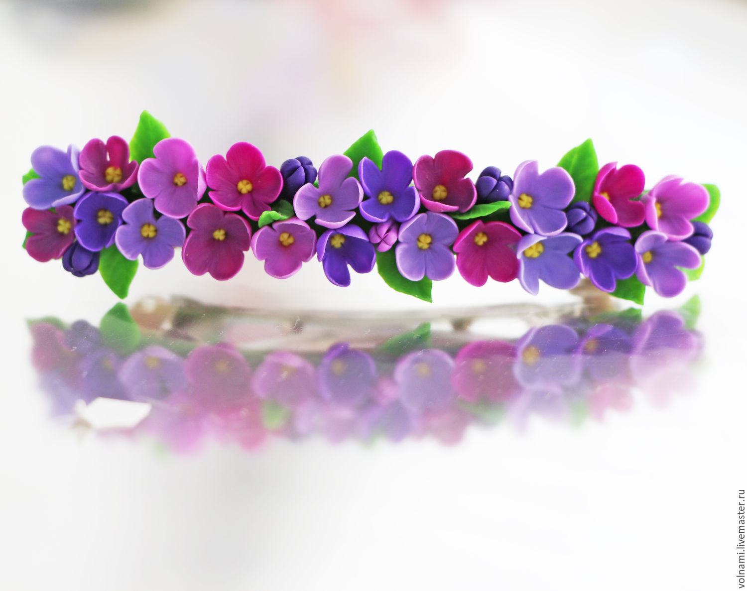 Polymer clay Lilac flowers jewelry - fimo flower hair accessories