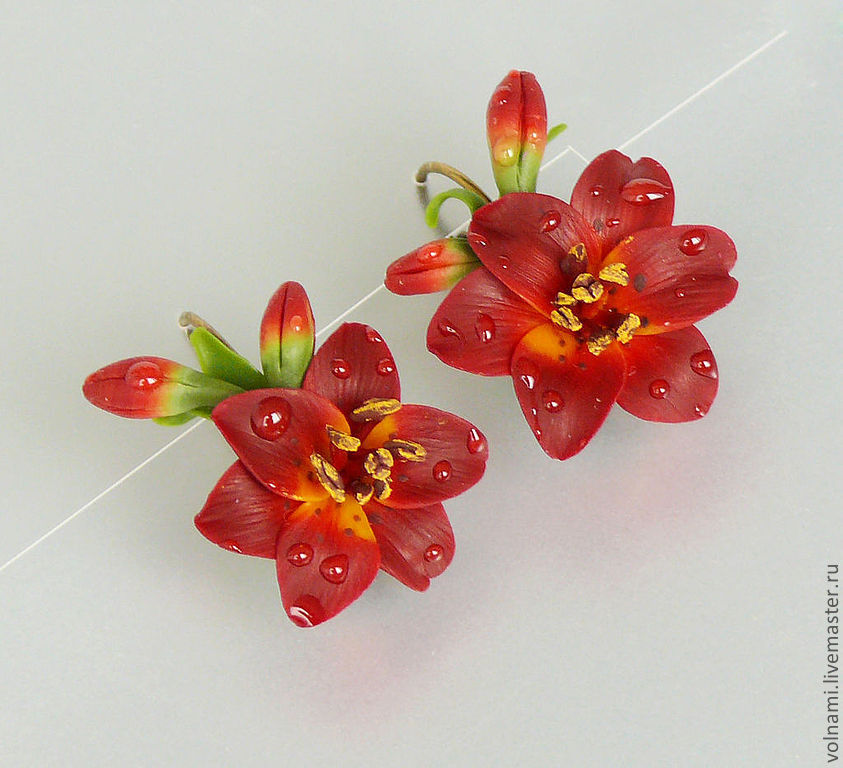 Polymer clay lily jewelry collection