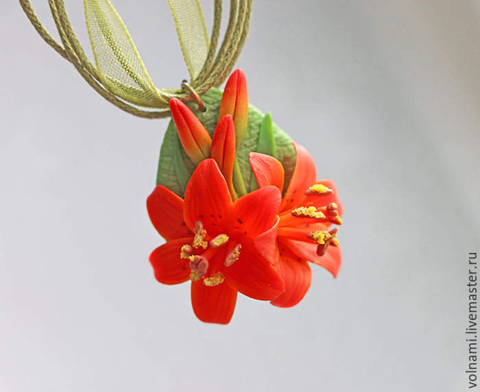 Polymer clay lily jewelry collection