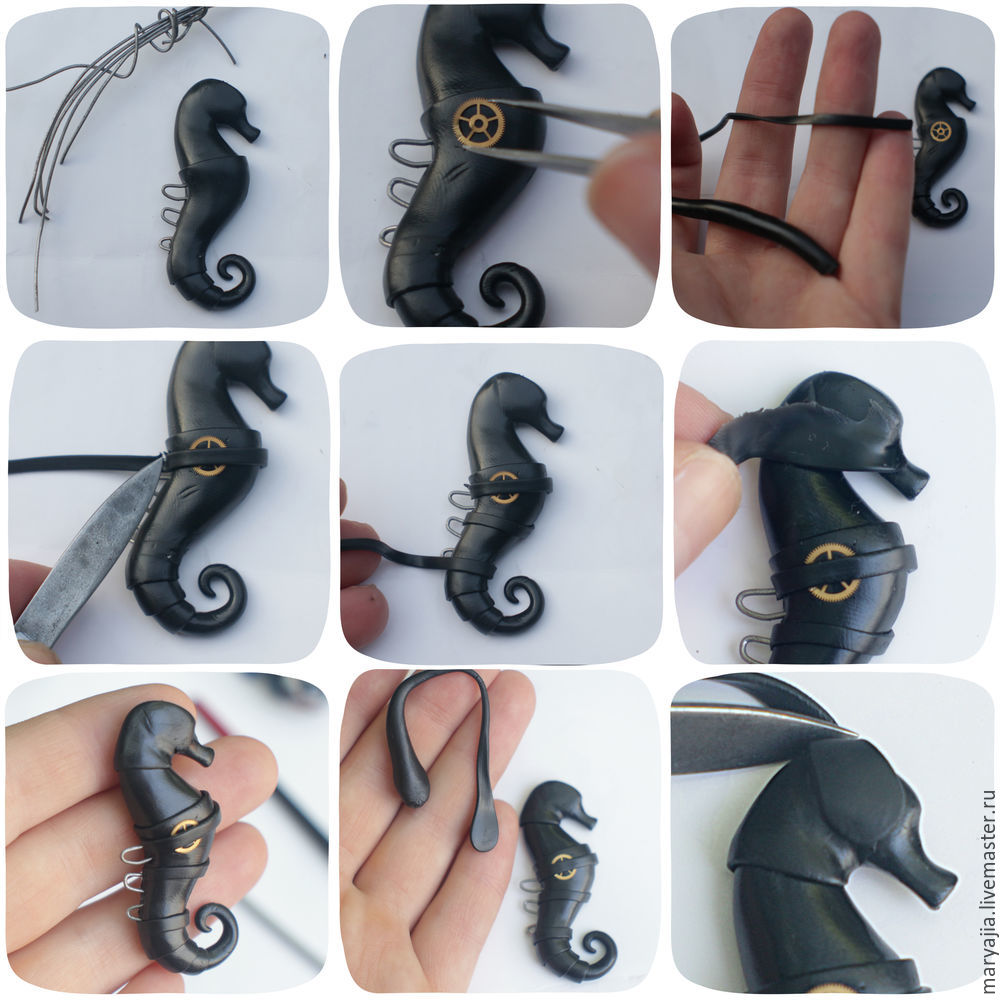 Polymer clay Seahorse DIY step by step tutorial