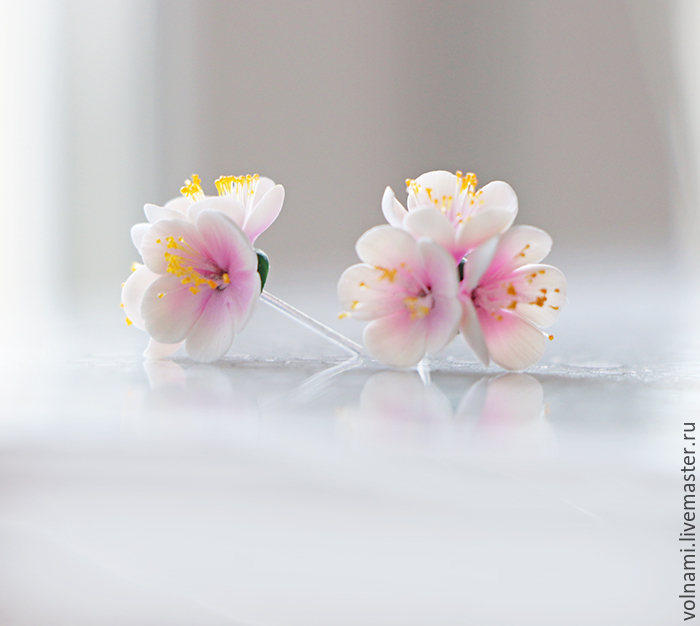 Polymer clay cherry blossoms jewelry Polymer clay cherry blossoms stunds Flower earrings