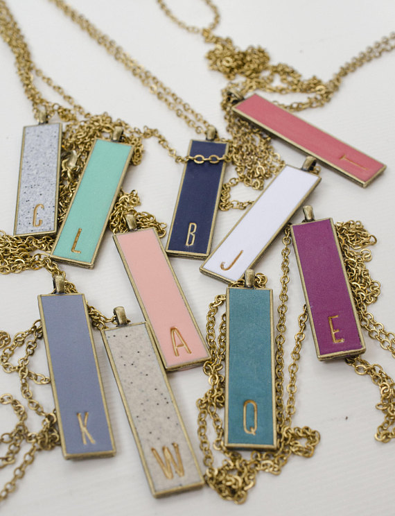 Polymer clay personalized initial necklace