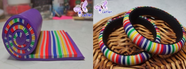 Polymer clay rainbow cane bracelet tutorial