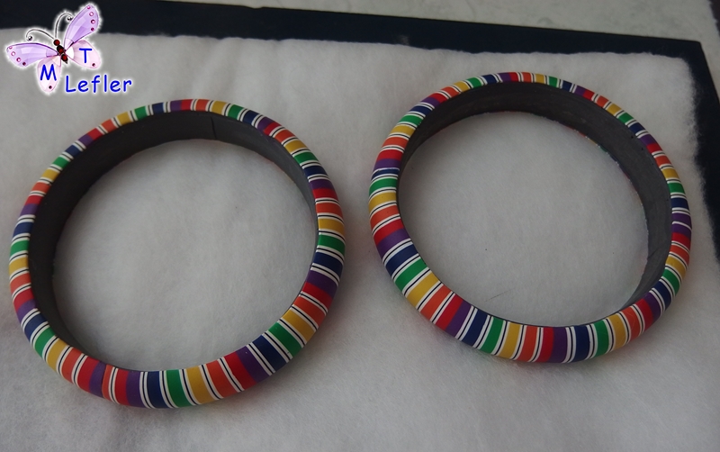 Polymer clay rainbow cane bracelet tutorial