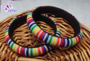Check this Polymer clay rainbow cane bracelet tutorial, you might like it!