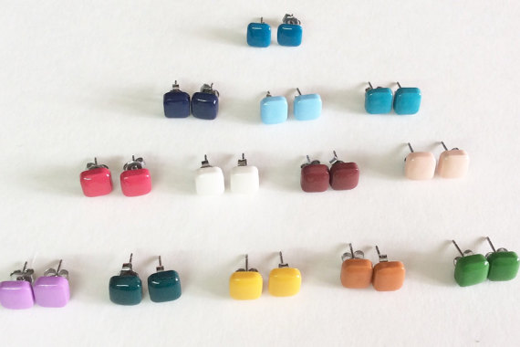 Polymer clay square earrings