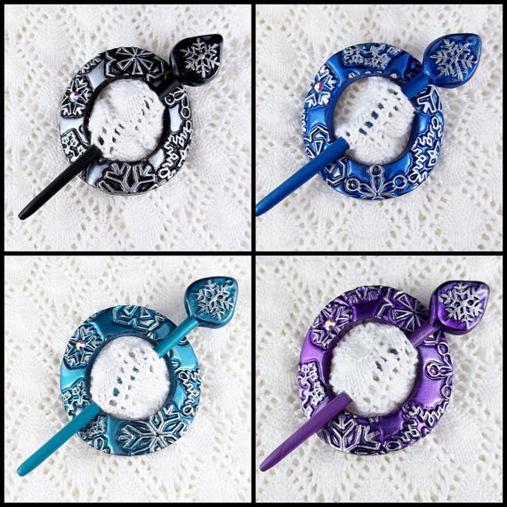 Polymer clay shawl pin hair accessories