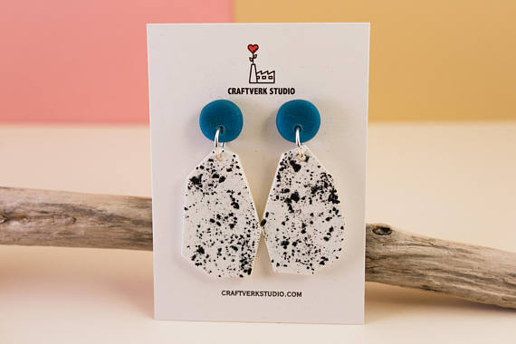 Polymer clay dangle geometric earrings on Etsy