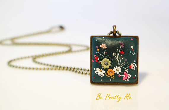 Still Blooms. Divine Polymer Clay Necklace Pendant