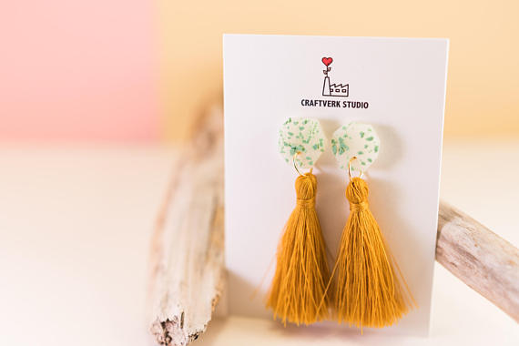 Tassels earrings, mustard yellow tassel earrings, statement earrings tassels, elegant silky tassels, drop earrings, tassel dangles, tassels