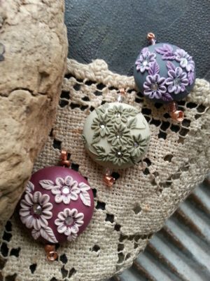 Polymer clay floral embroider beads