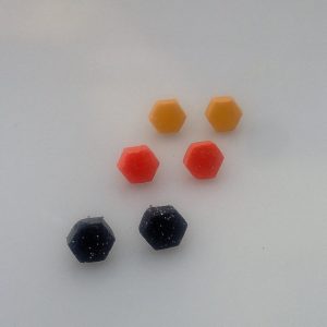 Polymer clay hexagon stud earrings