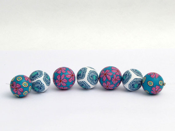 Beads SALE Feel good bead set from polymer clay, handmade in germany, fimo, millefiori, millefleur, art clay, necklace, bracelet