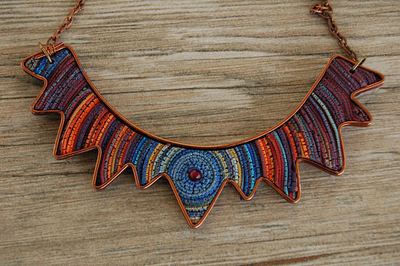 Boho Necklace, polymer clay necklace, collana fimo, multicolor necklace, aluminium necklace