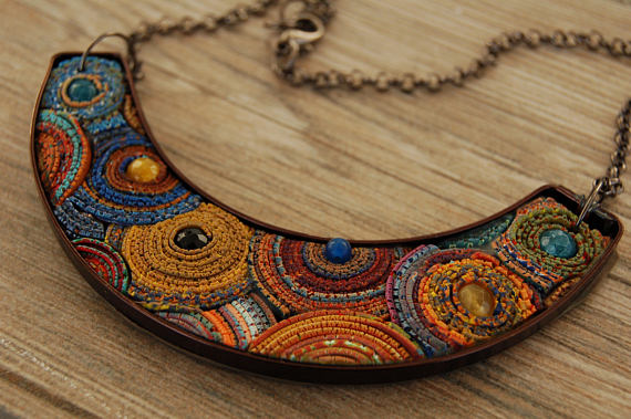 Polymer clay collar necklace